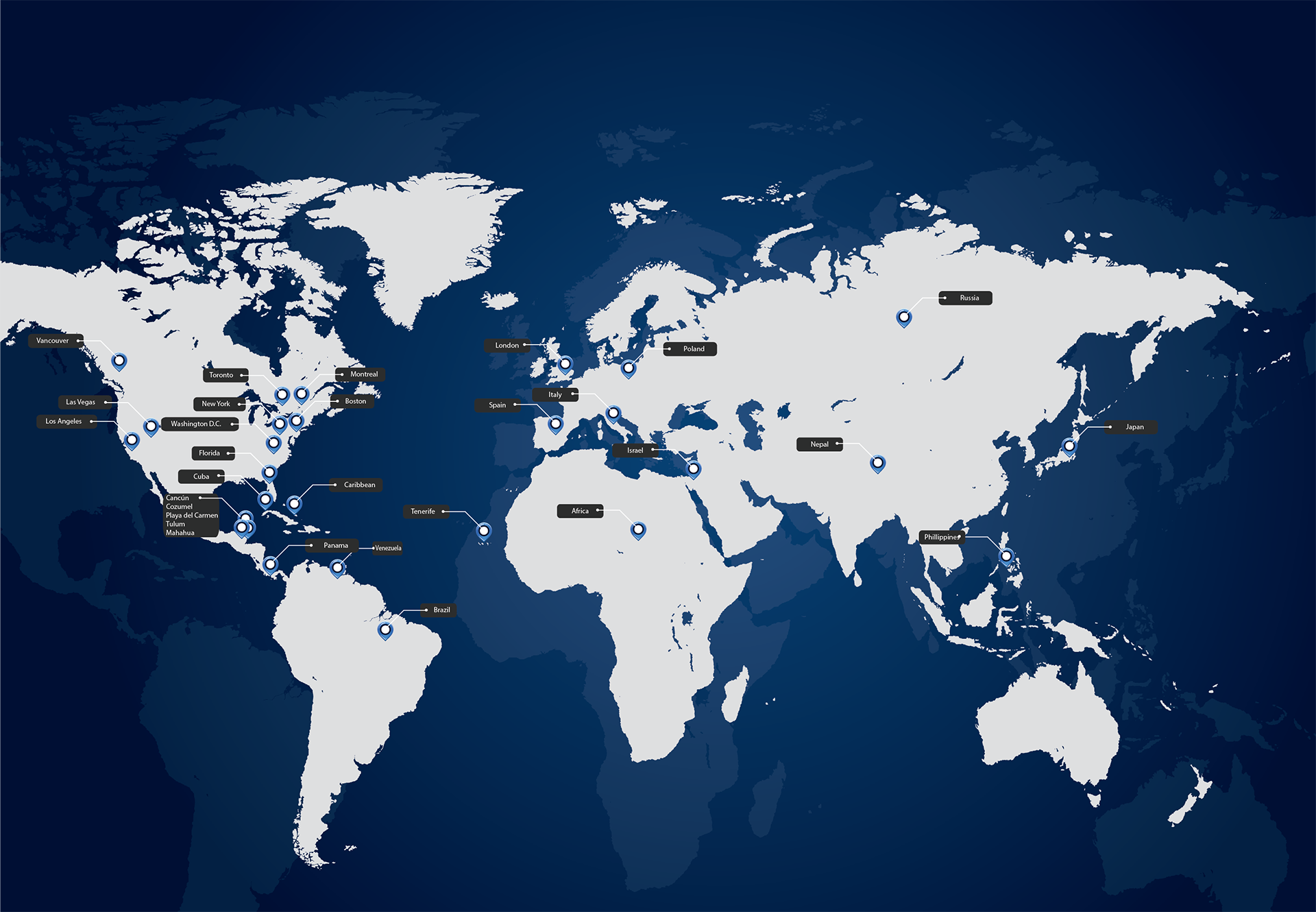 Map of cities served by Doctors @ Your Home for in-home visits